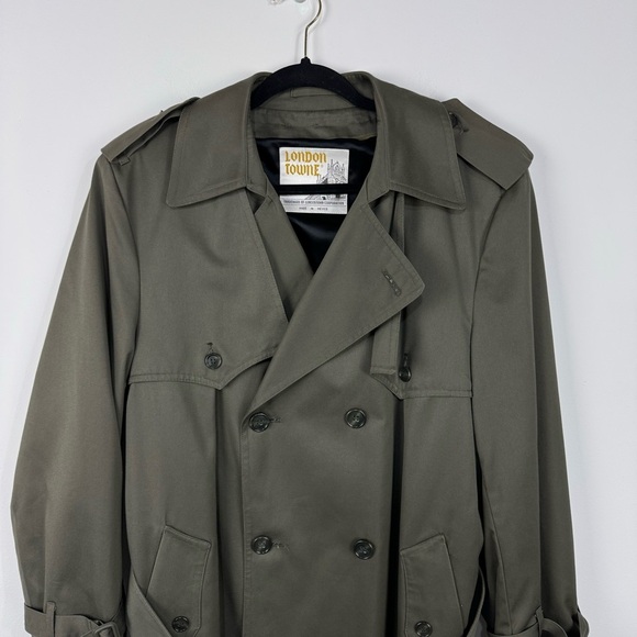 London Fog Towne Green Trench Coat Longline Detective Nancy Drew Minimalist - Picture 3 of 8